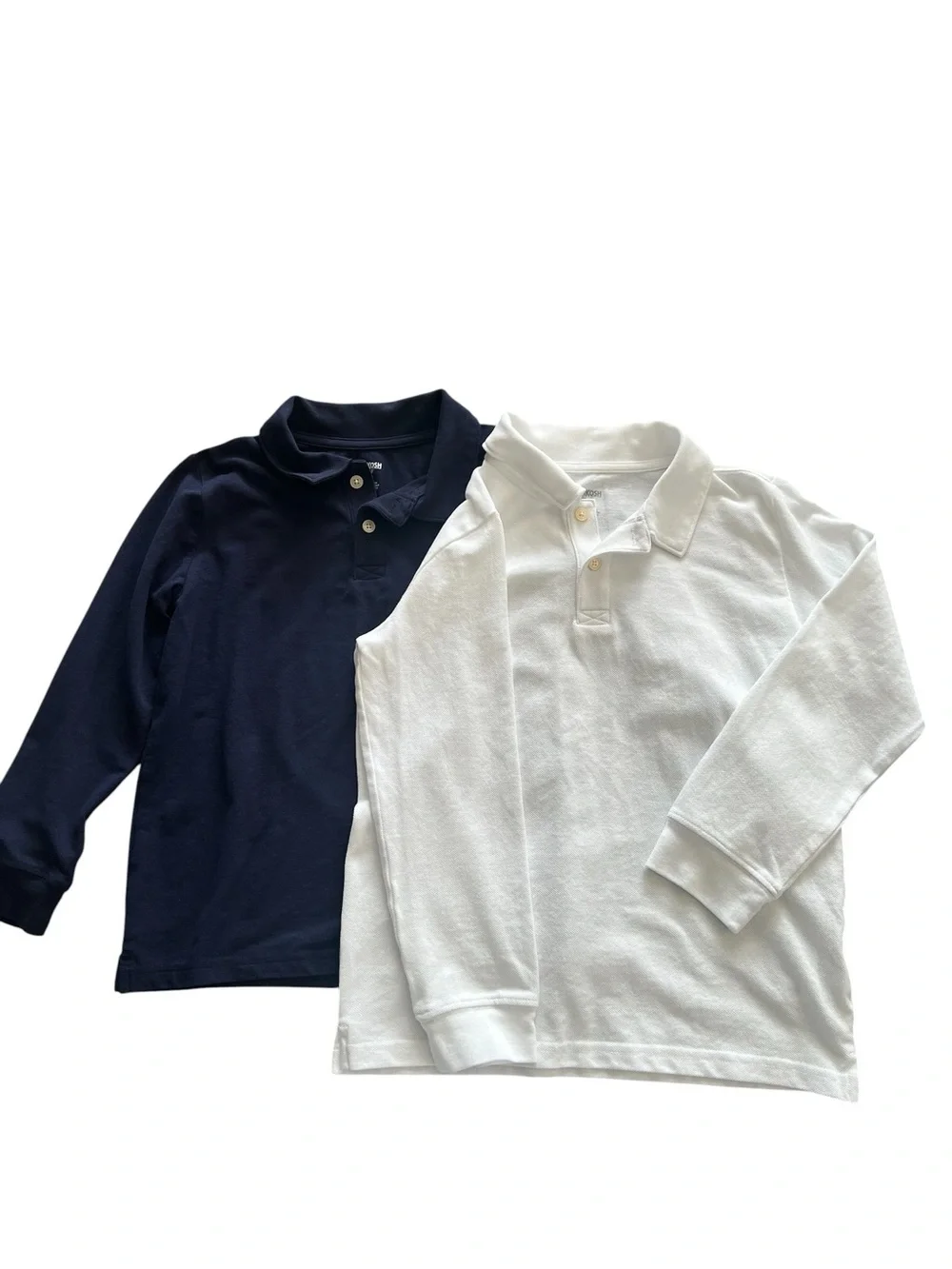 OshKosh B’gosh Boys Long Sleeve Polo Shirt Bundle Size 8 Navy & White. Uniform.